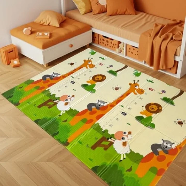 Safari Walk Çift Taraflı Katlanabilir Oyun Halısı ve Matı Premium Seri – Taşıma Çantalı (180X120)