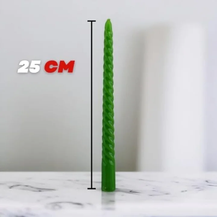 Şamdan Mum Burgulu 2li Yeşil Dekoratif Mumu Kandil Hediyelik Fitilli Mumluk 25 cm