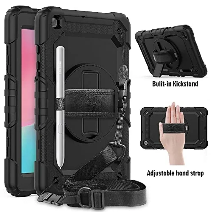 Samsung Galaxy Tab A 8.0 T290 T295 T297 ile uyumlu Kılıf Defender Askılı Pars Case Fuji Siyah
