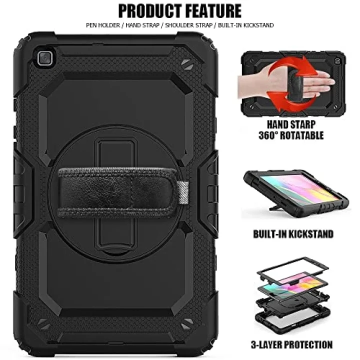 Samsung Galaxy Tab A 8.0 T290 T295 T297 ile uyumlu Kılıf Defender Askılı Pars Case Fuji Siyah
