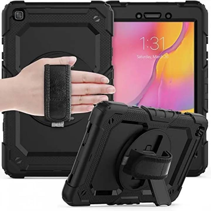 Samsung Galaxy Tab A 8.0 T290 T295 T297 ile uyumlu Kılıf Defender Askılı Pars Case Fuji Siyah