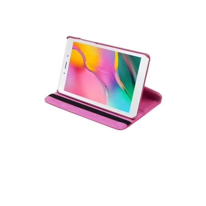 Samsung Galaxy Tab A7 T500 Yatay ve Dikey Standlı 360 Derece Döner Tablet Kılıfı Pembe