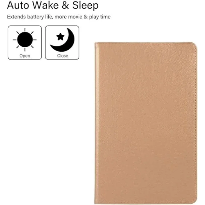 Samsung Galaxy Tab A8 T290 Yatay ve Dikey Standlı 360 Derece Döner Tablet Kılıfı Gold