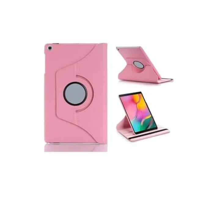 Samsung Galaxy Tab A8 T290 Yatay ve Dikey Standlı 360 Derece Döner Tablet Kılıfı Kumpembe