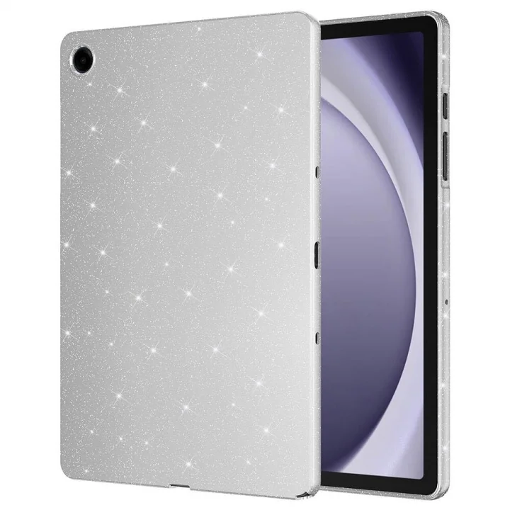 Samsung Galaxy Tab A9 Plus 11inç ile uyumlu Kılıf Işıltılı Parlak Görünüm Koton Case X210 X216 X218 Gümüş