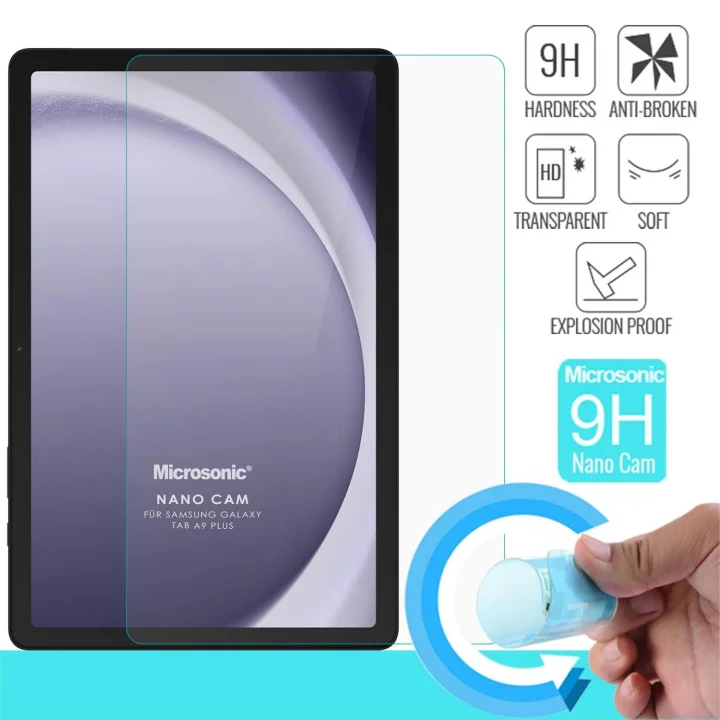 Samsung Galaxy Tab A9 Plus Nano Glass Cam Ekran Koruyucu [Galaxy Tab A9 Plus ile Uyumlu Ekran Koruyucu - Şeffaf]
