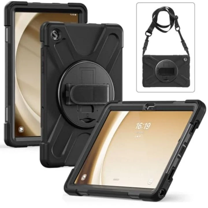 Samsung Galaxy Tab A9 Plus X210 X215 X216 Defender Askılı Zırhlı Tank Case Siyah