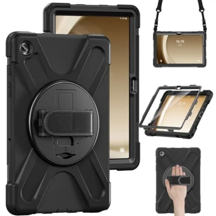 Samsung Galaxy Tab A9 Plus X210 X215 X216 Defender Askılı Zırhlı Tank Case Siyah