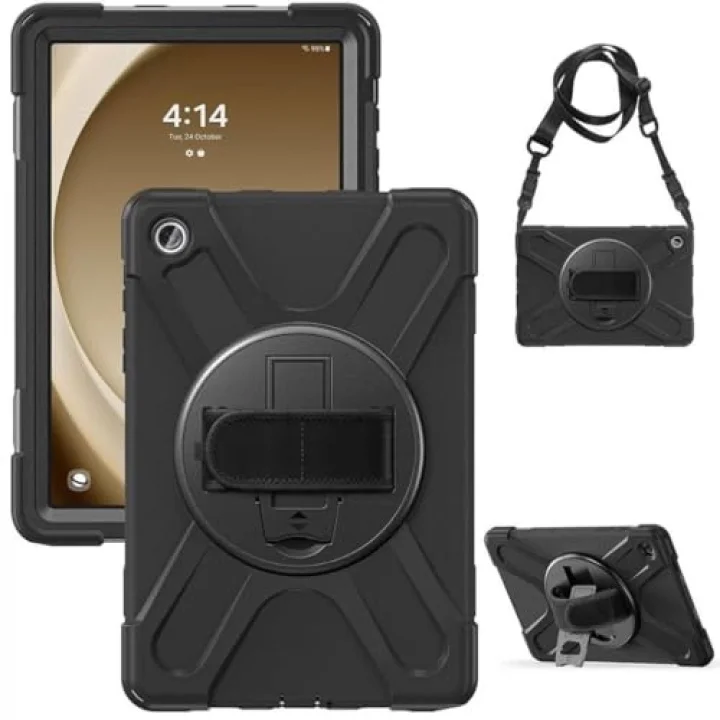 Samsung Galaxy Tab A9 Plus X210 X215 X216 Defender Askılı Zırhlı Tank Case Siyah