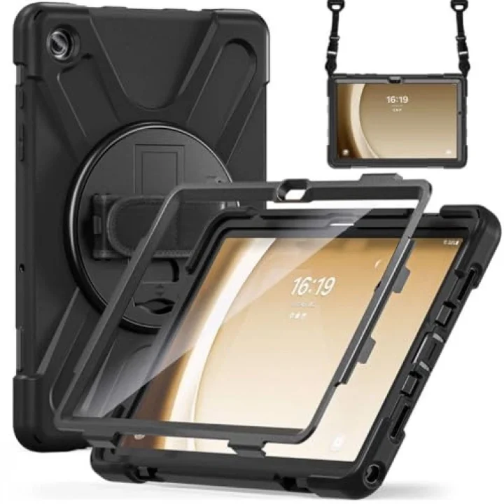 Samsung Galaxy Tab A9 Plus X210 X215 X216 Defender Askılı Zırhlı Tank Case Siyah