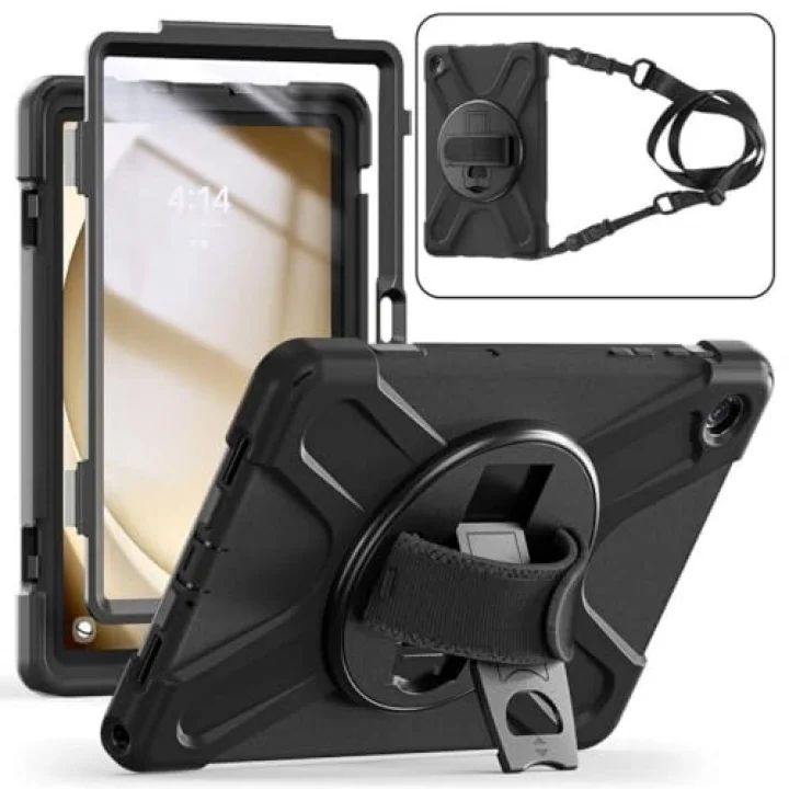 Samsung Galaxy Tab A9 Plus X210 X215 X216 Defender Askılı Zırhlı Tank Case Siyah