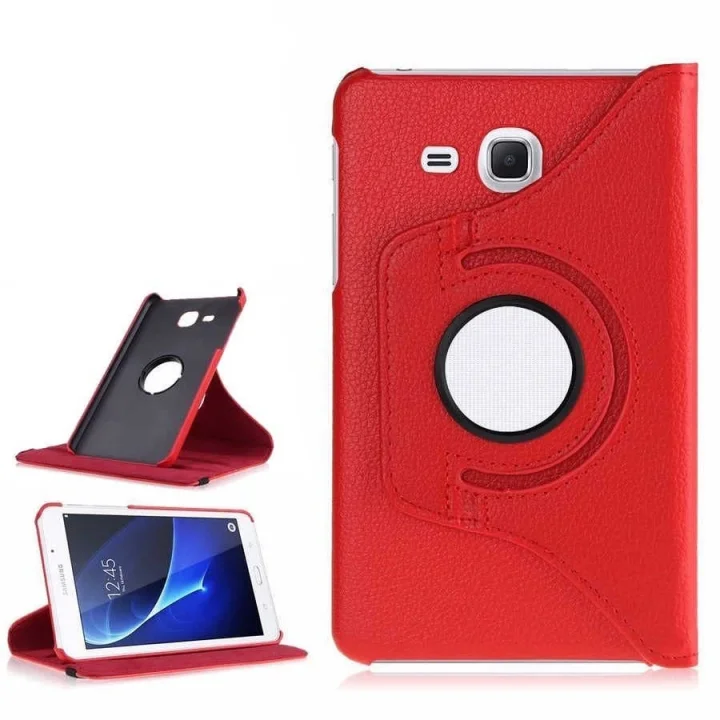 Samsung Galaxy Tab E 9.6 T560 T563 T565 ile uyumlu Kılıf 360 Dönebilen Standlı Case Pembe Koyu