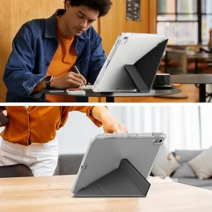 Samsung Galaxy Tab S10 Lite ile uyumlu Kılıf SM-X400 Saydam Arka Kapak Flip Smart Cover Katlanabilir Standlı Darbe Emici Koruyucu Tablet Kılıfı Akıllı Uyku Özellikli Yeşil
