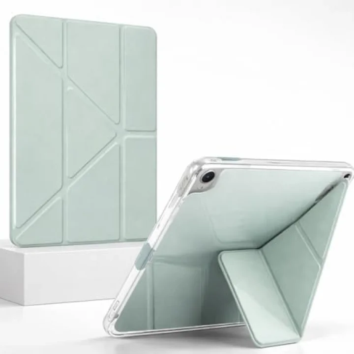Samsung Galaxy Tab S10 Lite ile uyumlu Kılıf SM-X400 Saydam Arka Kapak Flip Smart Cover Katlanabilir Standlı Darbe Emici Koruyucu Tablet Kılıfı Akıllı Uyku Özellikli Yeşil