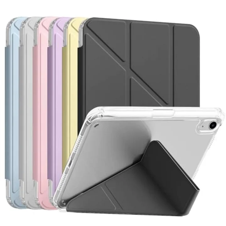 Samsung Galaxy Tab S10 Lite ile uyumlu Kılıf SM-X400 Saydam Arka Kapak Flip Smart Cover Katlanabilir Standlı Darbe Emici Koruyucu Tablet Kılıfı Akıllı Uyku Özellikli Yeşil