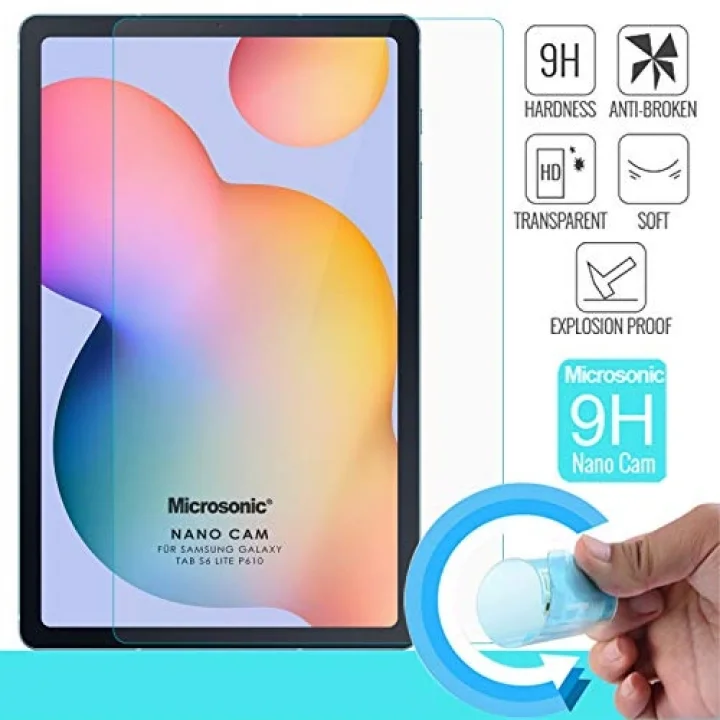 Samsung Galaxy Tab S6 Lite 10.4 P610 Nano Glass Screen Protector [Galaxy Tab S6 Lite P610 ile Uyumlu Kılıf - Şeffaf]