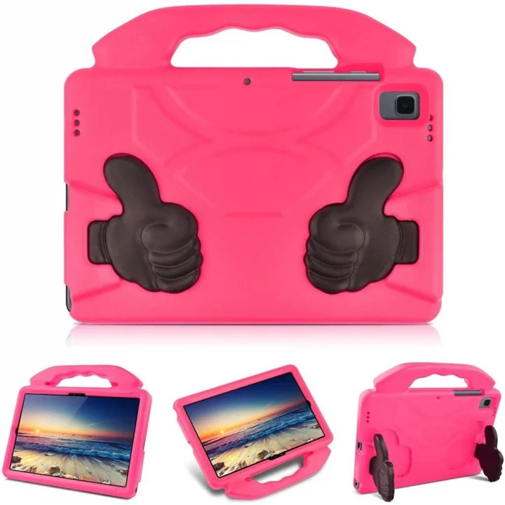 Samsung Galaxy Tab S6 Lite 2024 P620 P610 ile uyumlu Kılıf Tutmalı Standlı Silikon Case 13-15-17 Pembe