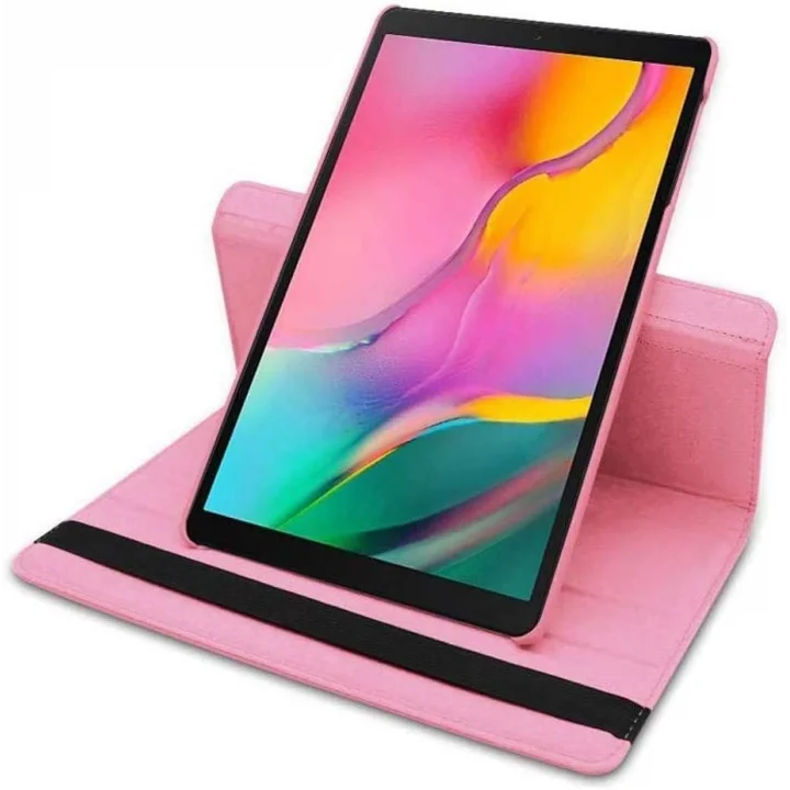 Samsung Galaxy Tab S6 Lite P610 Yatay ve Dikey Standlı 360 Derece Döner Tablet Kılıfı Pembe