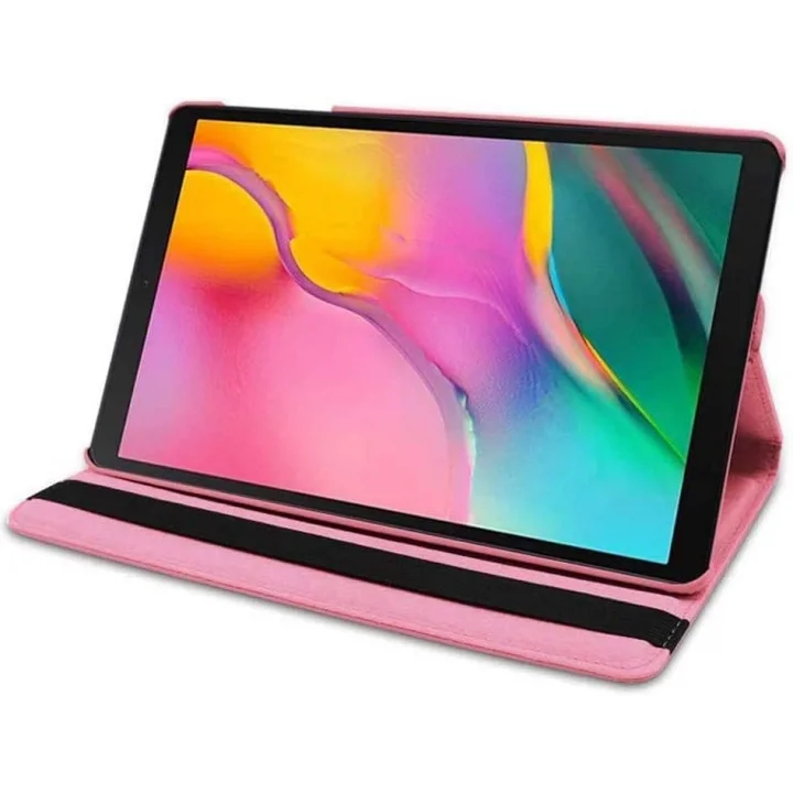 Samsung Galaxy Tab S6 Lite P610 Yatay ve Dikey Standlı 360 Derece Döner Tablet Kılıfı Pembe