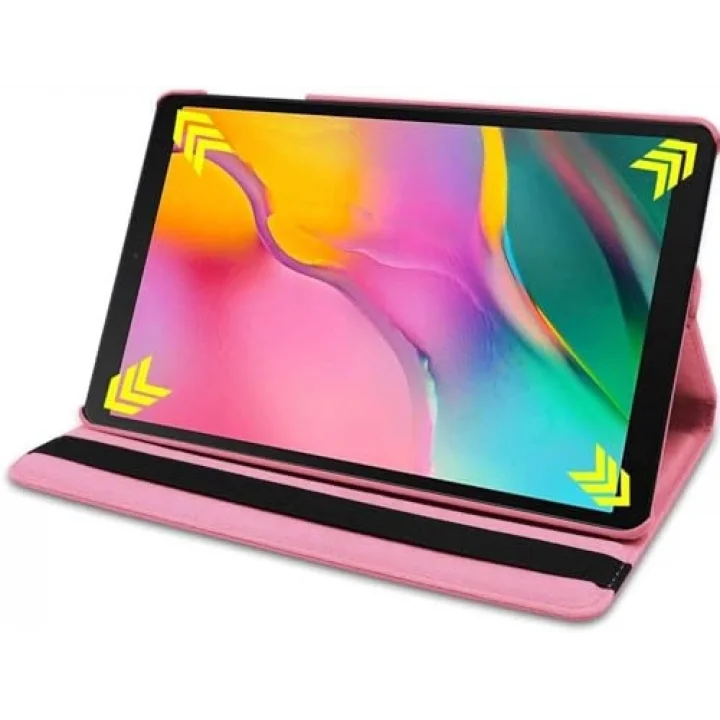 Samsung Galaxy Tab S6 Lite P610 Yatay ve Dikey Standlı 360 Derece Döner Tablet Kılıfı Pembe