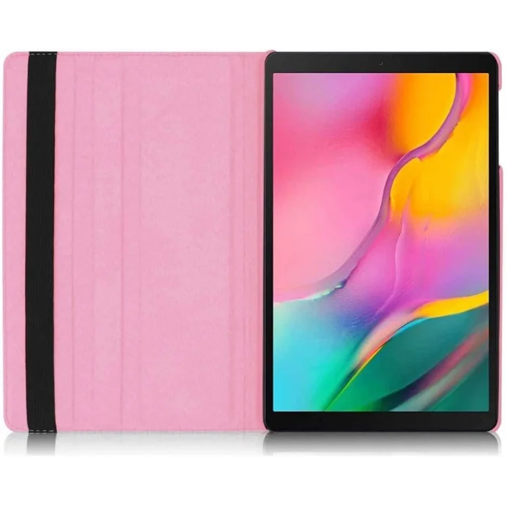 Samsung Galaxy Tab S6 Lite P610 Yatay ve Dikey Standlı 360 Derece Döner Tablet Kılıfı Pembe