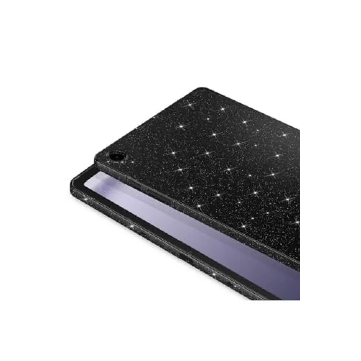 Samsung Galaxy Tab S7 T870 ile Uyumlu Tablet Kılıf Renkli Simli Işıltılı Silikon Kapak - Siyah