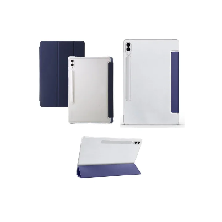 Samsung Galaxy Tab S9 Fe Plus 12.4 ile Uyumlu Kılıf Standlı Katlanabilir Uyku Modlu Akıllı Kapak Case - Lacivert