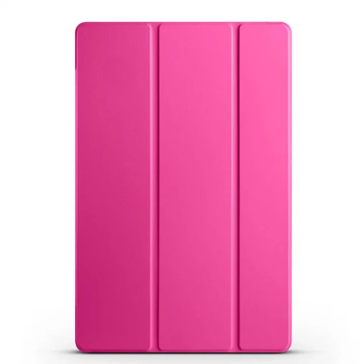 Samsung Galaxy Tab S9 FE Plus/Galaxy Tab S10 Plus Tablet ile Uyumlu Tablet Kılıfı Smart Cover Uyku Modlu Standlı Arkası Sert Şeffaf Kapak Pembe