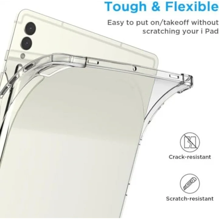 Samsung Galaxy Tab S9 FE Plus/S10 Plus/S9 Plus ile uyumlu Kılıf Darbelere Dayanıklı Şeffaf Kapak X610-16-810-18 X820 Renksiz