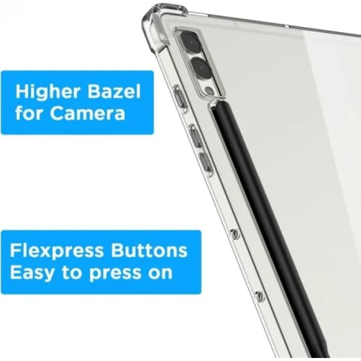 Samsung Galaxy Tab S9 FE Plus/S10 Plus/S9 Plus ile uyumlu Kılıf Darbelere Dayanıklı Şeffaf Kapak X610-16-810-18 X820 Renksiz