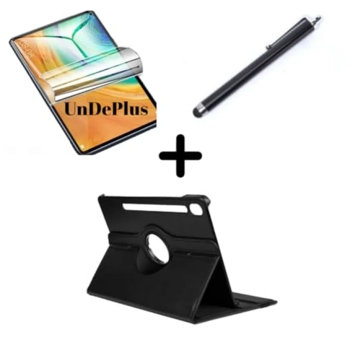 Samsung Galaxy Tab S9 FE Plus/S10 Plus/S9 Plus ile uyumlu Kılıf Dönen Tablet Kilifi Ekran Koruyucu+Kalem Kırmızı