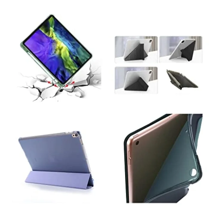 Samsung Galaxy Tab S9 FE Plus/S10 Plus/S9 Plus ile uyumlu Kılıf Grafiti Şeffaf Kalem Bölmeli X610-16-810-18 X820 Koyu Gri