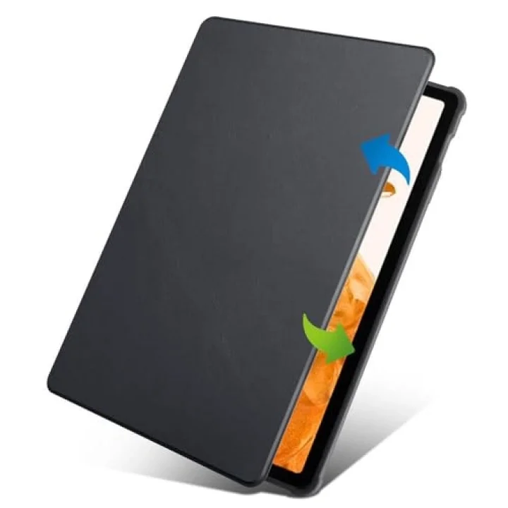 Samsung Galaxy Tab S9 FE Plus/S10 Plus/S9 Plus ile uyumlu Kılıf Termik Kalem Bölmeli Dönebilen Standlı Case Siyah