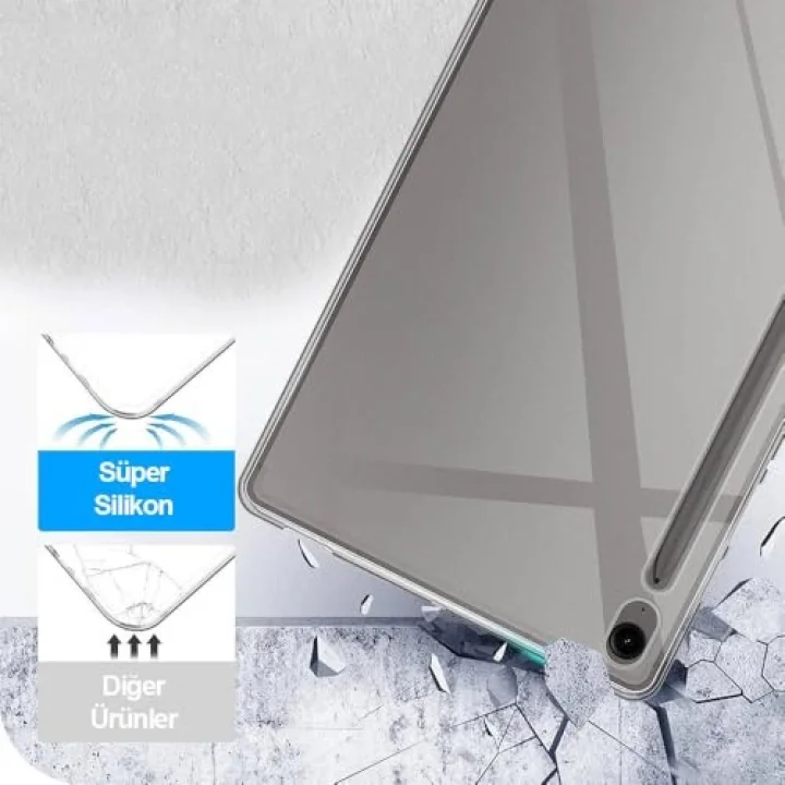 Samsung Galaxy Tab S9 FE X510 X516 ile uyumlu Kılıf Tablet Hibrit Silikon Case Kapak Renksiz