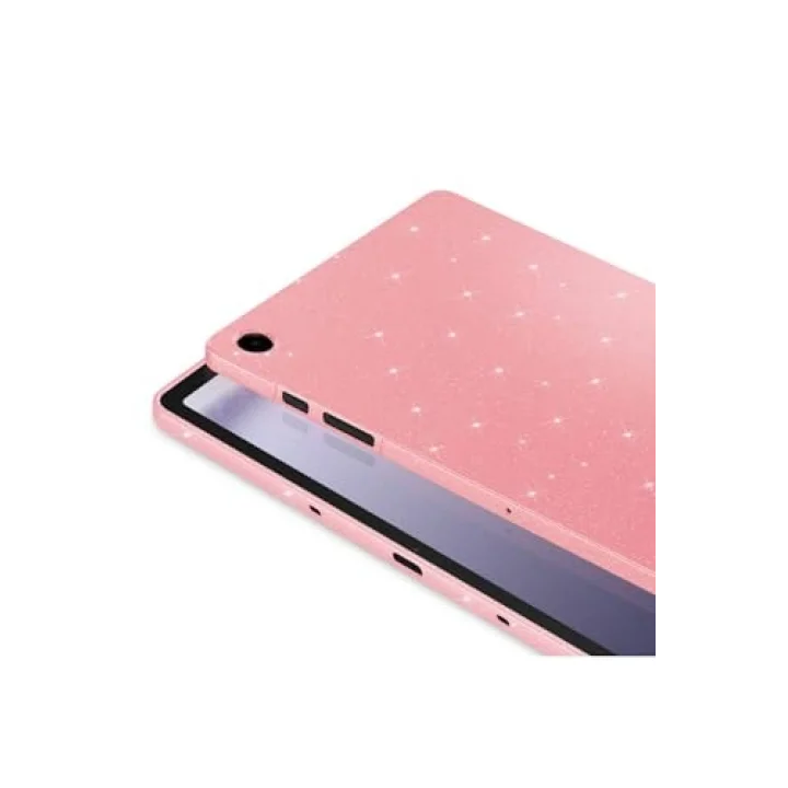 Samsung Galaxy Tab S9 ile Uyumlu Tablet Kılıf Renkli Simli Işıltılı Silikon Kapak - Pembe 1