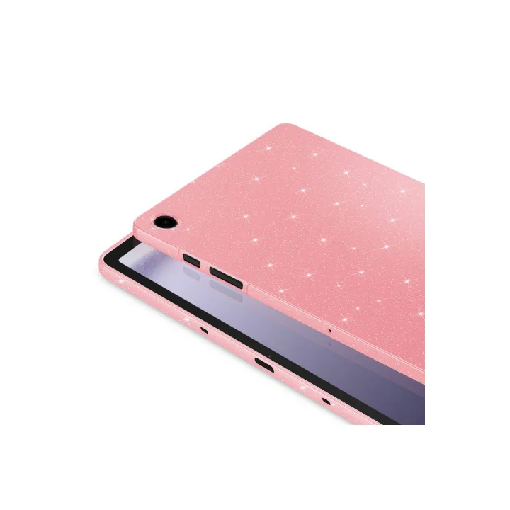 Samsung Galaxy Tab S9 ile Uyumlu Tablet Kılıf Renkli Simli Işıltılı Silikon Kapak - Pembe 1