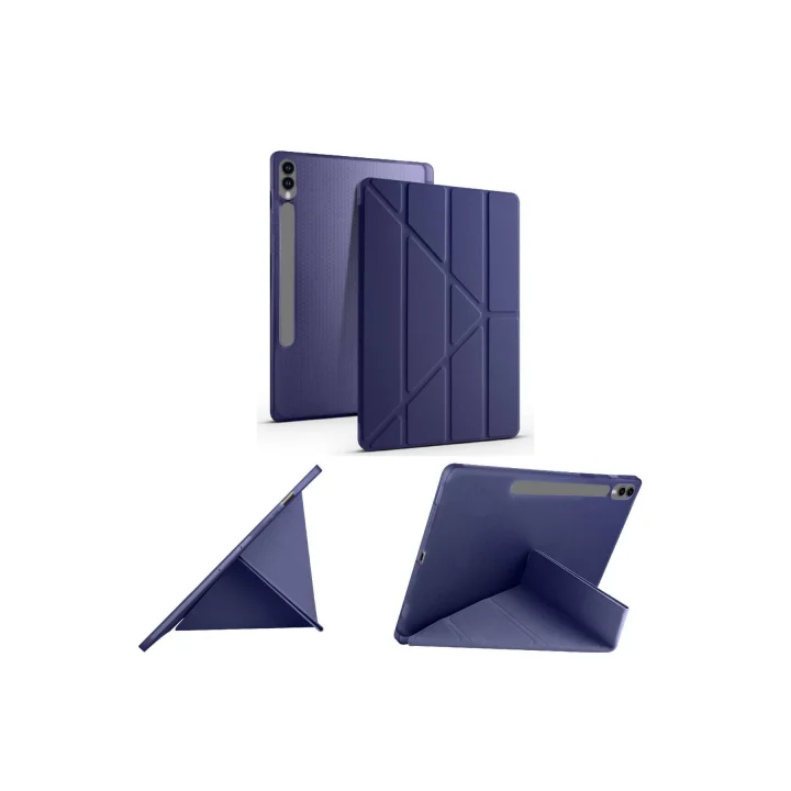 Samsung Galaxy Tab S9 Plus/Tab S9 FE Plus ile Uyumlu Kılıf Kalem Bölmeli Smart Standlı Yumuşak Kapak - Lacivert
