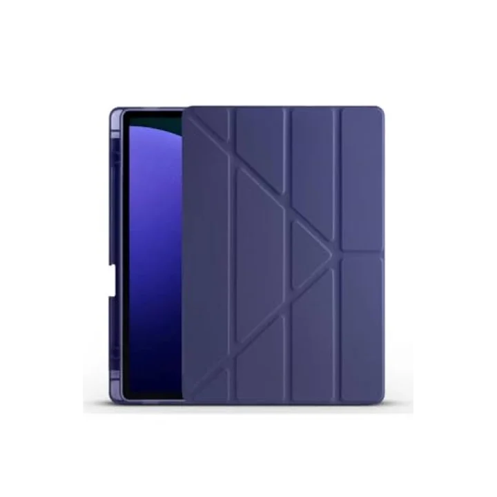 Samsung Galaxy Tab S9 Plus/Tab S9 FE Plus ile Uyumlu Kılıf Kalem Bölmeli Smart Standlı Yumuşak Kapak - Lacivert