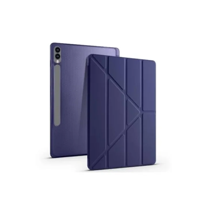 Samsung Galaxy Tab S9 Plus/Tab S9 FE Plus ile Uyumlu Kılıf Kalem Bölmeli Smart Standlı Yumuşak Kapak - Lacivert