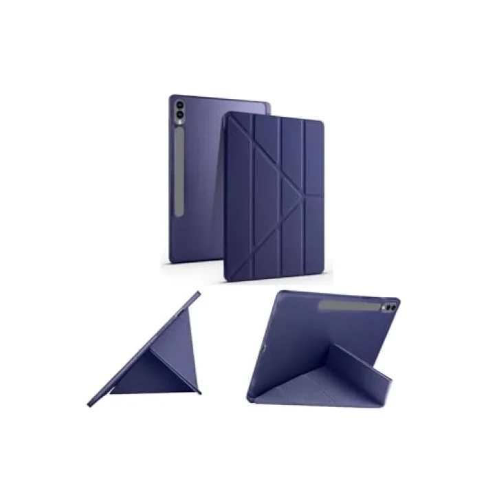Samsung Galaxy Tab S9 Plus/Tab S9 FE Plus ile Uyumlu Kılıf Kalem Bölmeli Smart Standlı Yumuşak Kapak - Lacivert