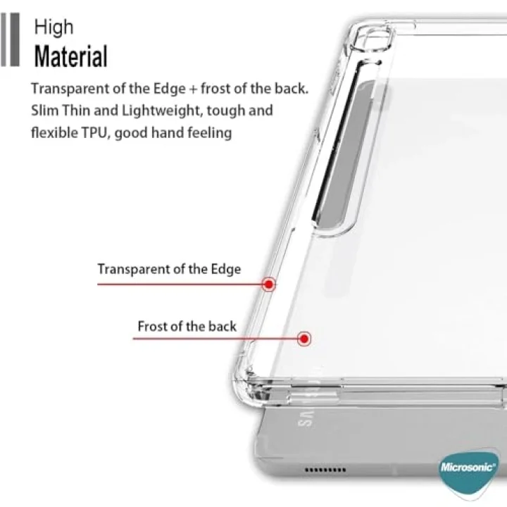 Samsung Galaxy Tab S9 Plus X810 için Kılıf Transparent Soft Şeffaf [Galaxy Tab S9 Plus X810 ile Uyumlu Kılıf - Şeffaf]