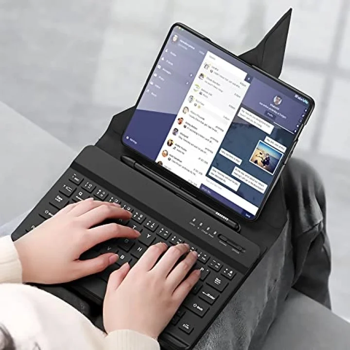 Samsung Galaxy Z Fold 4 ile uyumlu Kılıf Standlı Kalem Bölmeli Klavyeli Kıpta Kapaklı Case