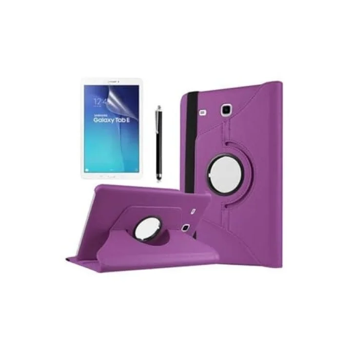Samsung ile Uyumlu Galaxy Tab E T560 9.6 Standlı Kapaklı Dönebilen Tablet Kılıfı Mor