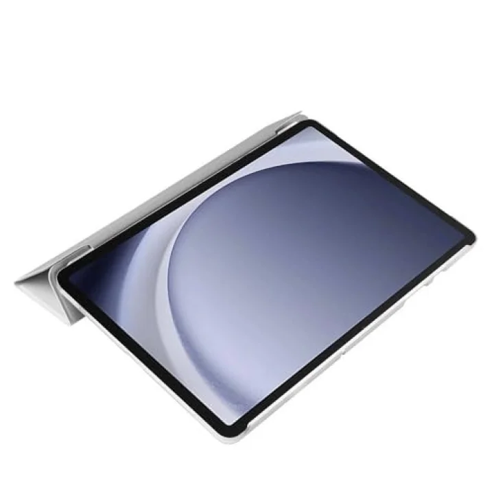 Samsung Tablet Galaxy Tab A9 X110/Galaxy Tab A11 ile Uyumlu Tablet Kılıfı Smart Cover Uyku Modlu Standlı Arkası Sert Şeffaf Kapak Gri