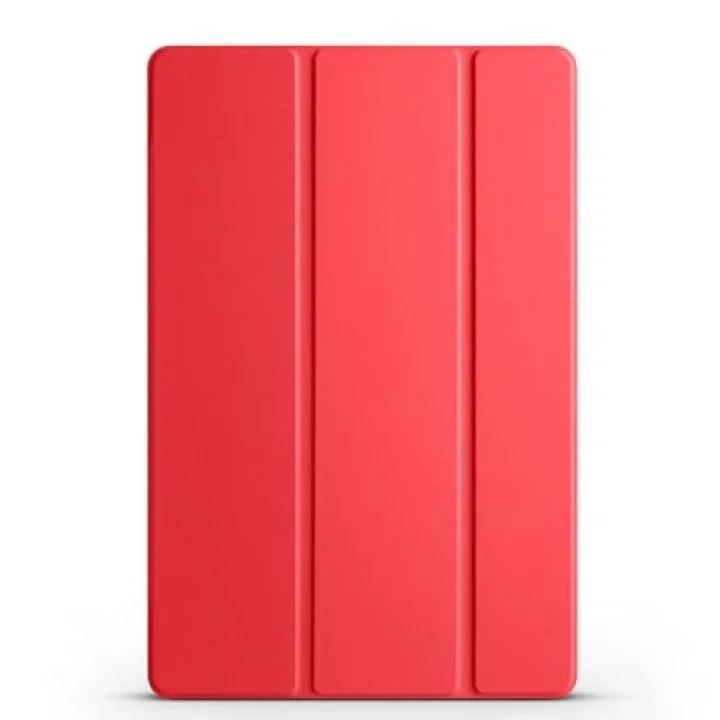 Samsung Tablet Galaxy Tab A9 X110/Galaxy Tab A11 ile Uyumlu Tablet Kılıfı Smart Cover Uyku Modlu Standlı Arkası Sert Şeffaf Kapak Kırmızı