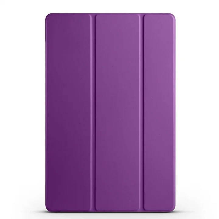 Samsung Tablet ile Uyumlu Tablet Kılıfı Smart Cover Uyku Modlu Standlı Arkası Sert Şeffaf Kapak (Mor, Galaxy Tab S9 / Tab S9 FE 11 İnch)