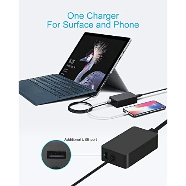 ® Şarj cihazı 15 V 2,58 A 38,7 W Notebook Laptop Şarj kablosu AC Güç kaynağı Microsoft Surface Pro 3 Pro 4 Pro 5 Pro 6 Pro 2017 için Şarj cihazı Güç kaynağı Pil Güç kaynağı