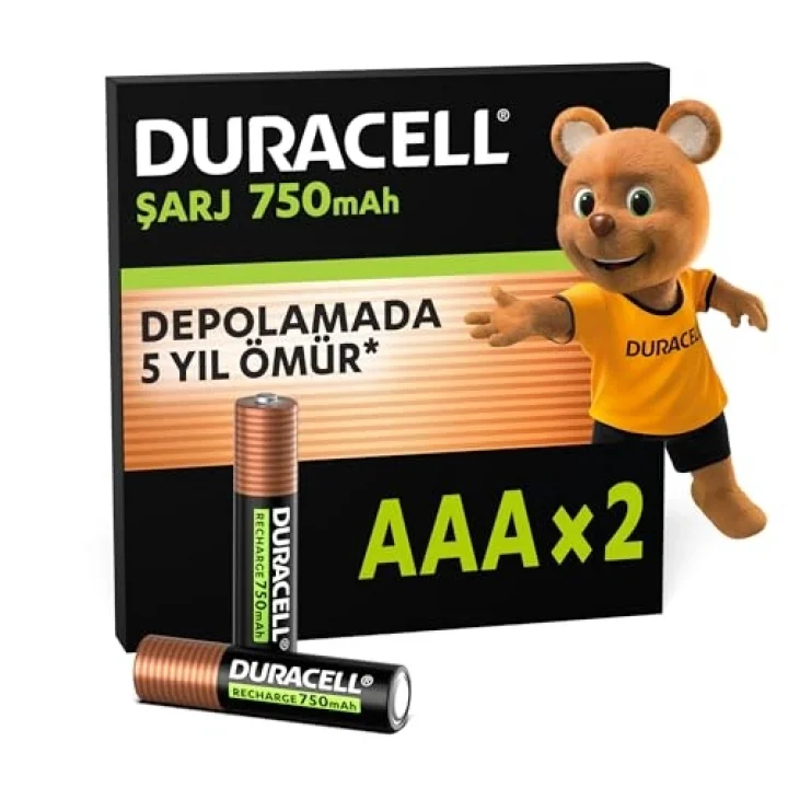 ŞARJ EDİLEBİLİR AAA İnce Kalem Pil (2li Paket), 750 mAh NiMH