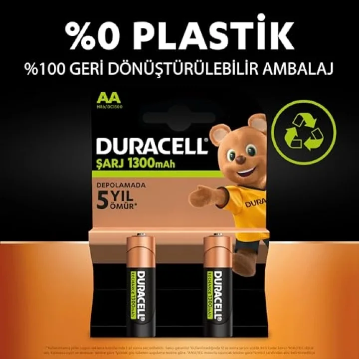 ŞARJ EDİLEBİLİR AAA İnce Kalem Pil (2li Paket), 750 mAh NiMH