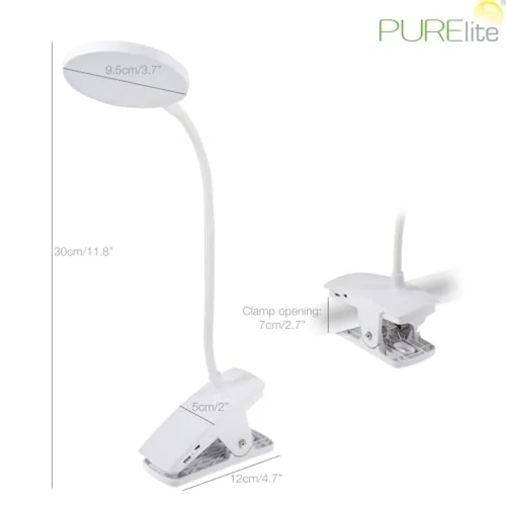 Şarj Edilebilir Klipsli Lamba - Masa Lambası ve Masa Lambası, LED Esnek Işık, Ayarlanabilir Boyun ve Kelepçe Dahil, Okuma, İğne İşi, Dikiş, El İşi için Doğal Gün Işığı Ampulleri